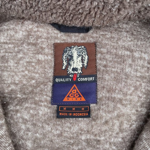 SOLD — Vintage 90s Nike ACG Fleece Sweatshirt Half Zip Brown - Picture 3 of 4